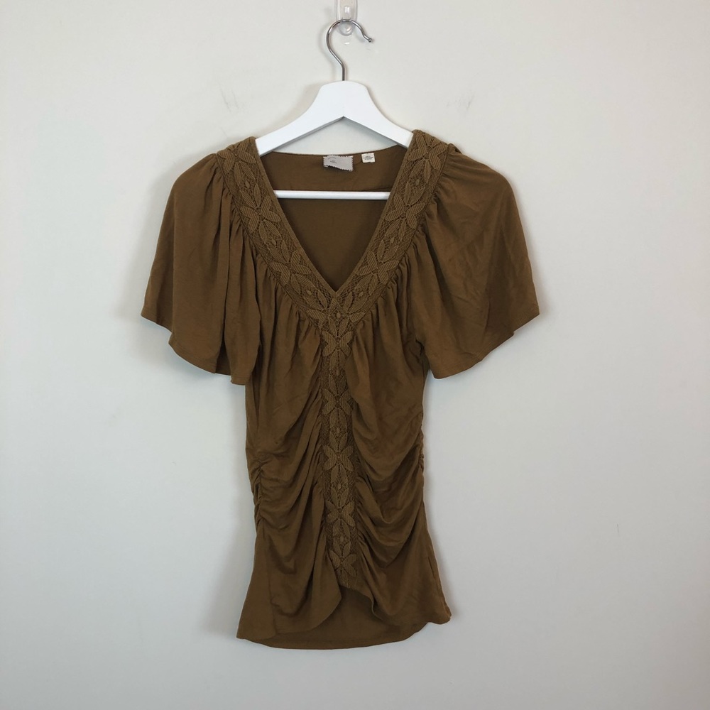 Anthropologie Postmark Gold Top Size XS